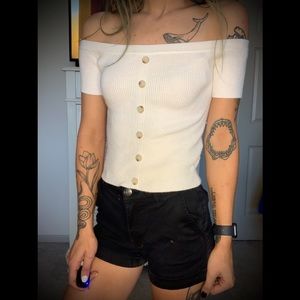 White Knit Off shoulder top